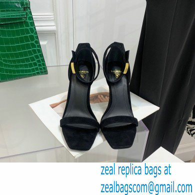 Balmain Heel 10.5cm Leather Uma Sandals Suede Black 2022 - Click Image to Close