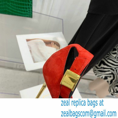 Balmain Heel 10.5cm Leather Uma Sandals Suede Red 2022