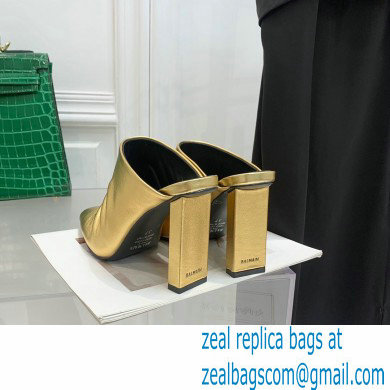 Balmain Heel 9.5cm Draped Leather Ulla Mules Gold 2022