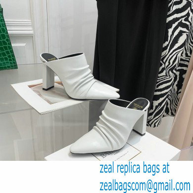 Balmain Heel 9.5cm Draped Leather Ulla Mules White 2022