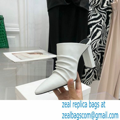 Balmain Heel 9.5cm Draped Leather Ulla Mules White 2022