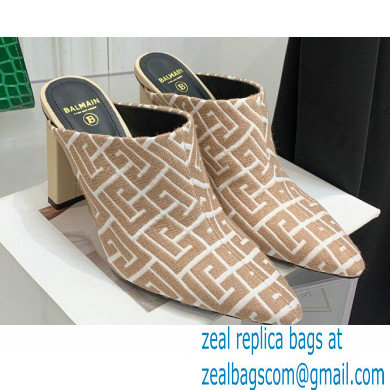 Balmain Heel 9.5cm Monogram Ulla Mules Nude 2022