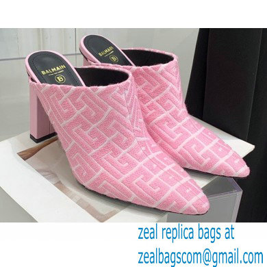 Balmain Heel 9.5cm Monogram Ulla Mules Pink 2022 - Click Image to Close