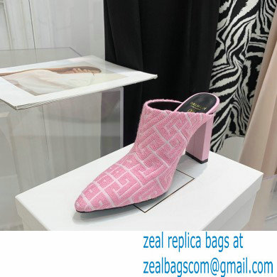 Balmain Heel 9.5cm Monogram Ulla Mules Pink 2022 - Click Image to Close