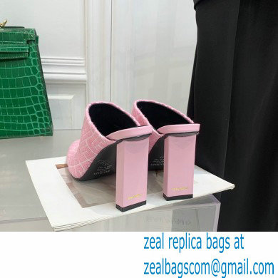 Balmain Heel 9.5cm Monogram Ulla Mules Pink 2022 - Click Image to Close