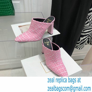 Balmain Heel 9.5cm Monogram Ulla Mules Pink 2022 - Click Image to Close