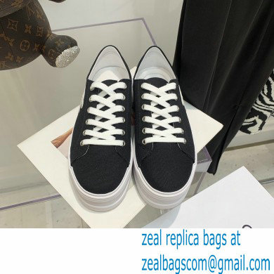 Celine Jane Low Lace-up Sneakers In Canvas And Calfskin Black 2022 - Click Image to Close