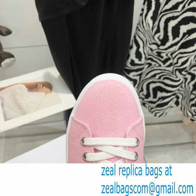 Celine Jane Low Lace-up Sneakers In Canvas And Calfskin Pink 2022