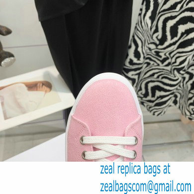 Celine Jane Low Lace-up Sneakers In Canvas And Calfskin Pink 2022 - Click Image to Close