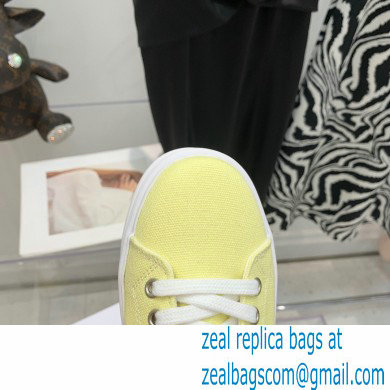 Celine Jane Low Lace-up Sneakers In Canvas And Calfskin Yellow 2022 - Click Image to Close