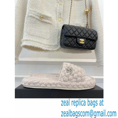 Chanel Braided Knit Cord Mules White 2022