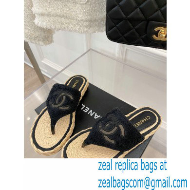Chanel CC Logo Thong Mules Black 2022