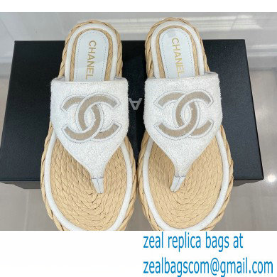 Chanel CC Logo Thong Mules White 2022