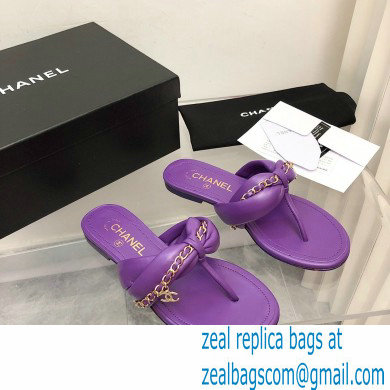 Chanel Chain Lambskin and Metal Thong Sandals G38210 Purple 2022