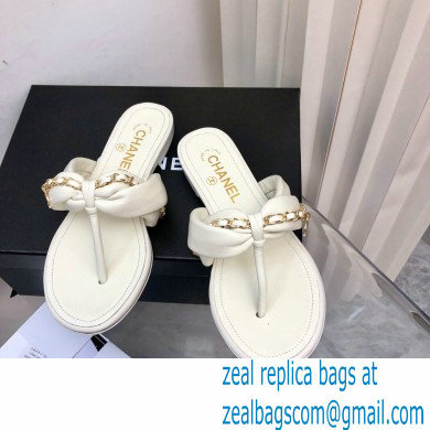 Chanel Chain Lambskin and Metal Thong Sandals G38210 White 2022