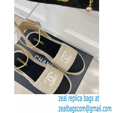 Chanel Embroidery and Grosgrain Espadrilles Sandals G38737 Black/Beige 2022