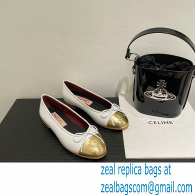 Chanel Grosgrain and Laminated Calfskin Ballerinas G38678 White/Gold 2022