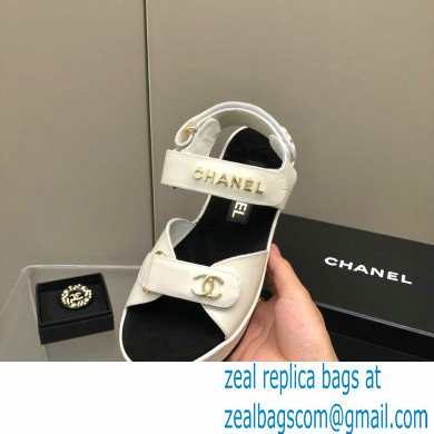 Chanel Logo Platform Sandals White 2022