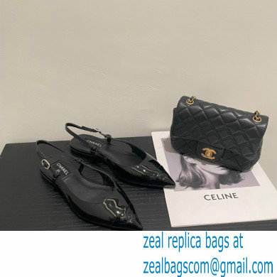 Chanel Open Shoes G38731 Patent Black 2022