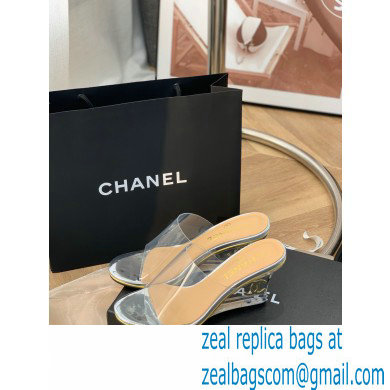 Chanel Transparent PVC Wedge Mules Silver 2022