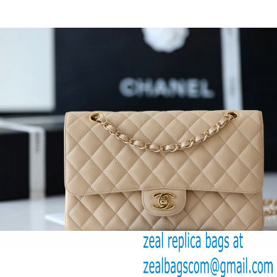 Chanel top Quality Medium Classic Flap Bag 1112 in Caviar Leather beige with gold Hardware