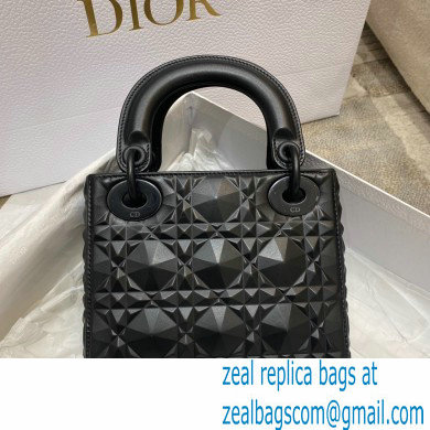 DIOR Black Cannage Calfskin with Diamond Motif MINI LADY DIOR BAG 2022 - Click Image to Close