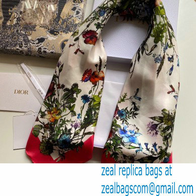 DIOR red Silk Twill D-Millefiori Square Scarf2022