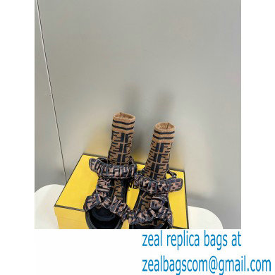 Fendi Feel Sandals FF motif Brown satin with Wide Bands 2022