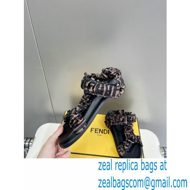 Fendi Feel Sandals FF motif Brown satin with Wide Bands 2022