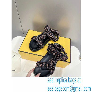 Fendi Feel Sandals FF motif Brown satin with Wide Bands 2022 - Click Image to Close