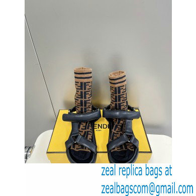 Fendi Feel Sandals Leather Black with Wide Bands 2022