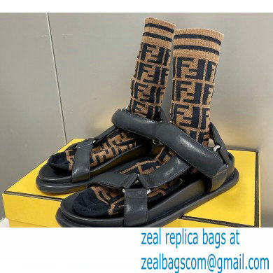 Fendi Feel Sandals Leather Black with Wide Bands 2022 - Click Image to Close