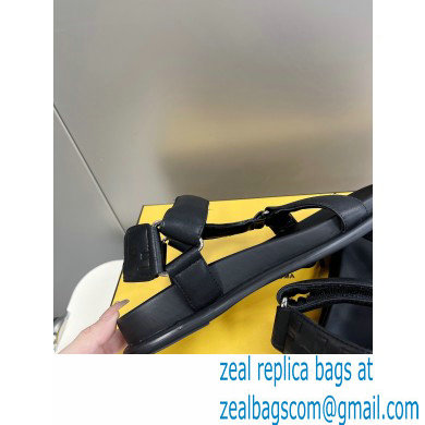 Fendi Feel Sandals Leather Black with Wide Bands 2022