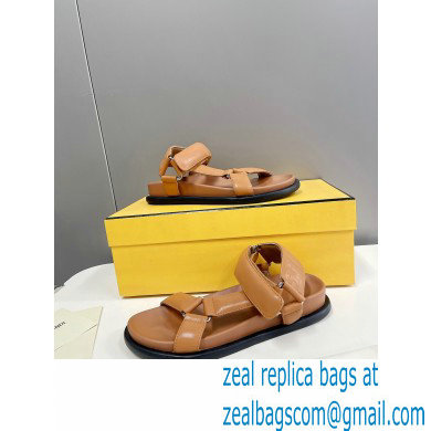 Fendi Feel Sandals Leather Brown with Wide Bands 2022