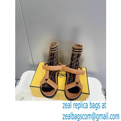 Fendi Feel Sandals Leather Brown with Wide Bands 2022