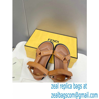 Fendi Feel Sandals Leather Brown with Wide Bands 2022