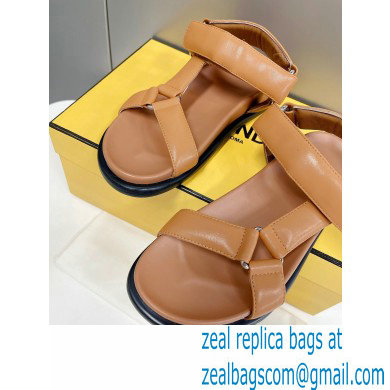 Fendi Feel Sandals Leather Brown with Wide Bands 2022 - Click Image to Close