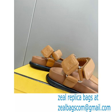 Fendi Feel Sandals Leather Brown with Wide Bands 2022 - Click Image to Close