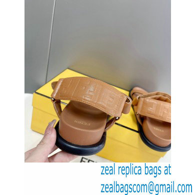 Fendi Feel Sandals Leather Brown with Wide Bands 2022 - Click Image to Close