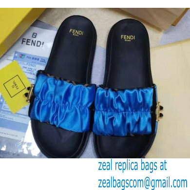 Fendi Feel Satin Slides Blue 2022 - Click Image to Close