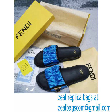 Fendi Feel Satin Slides Blue 2022 - Click Image to Close