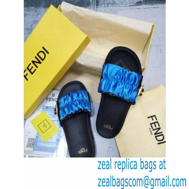 Fendi Feel Satin Slides Blue 2022 - Click Image to Close