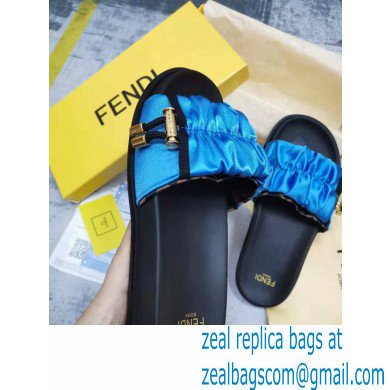 Fendi Feel Satin Slides Blue 2022 - Click Image to Close