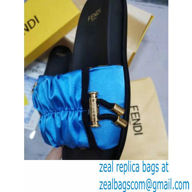 Fendi Feel Satin Slides Blue 2022 - Click Image to Close