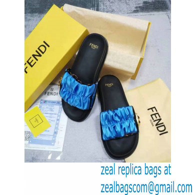 Fendi Feel Satin Slides Blue 2022 - Click Image to Close