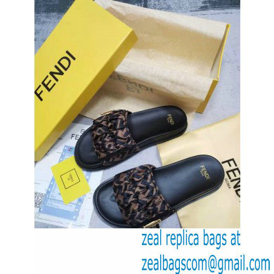 Fendi Feel Satin Slides FF motif Brown 2022 - Click Image to Close