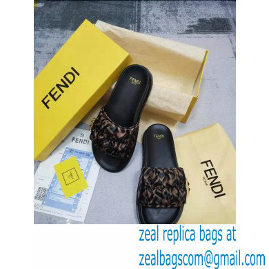 Fendi Feel Satin Slides FF motif Brown 2022