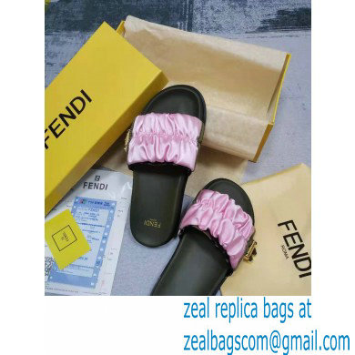 Fendi Feel Satin Slides Pink 2022 - Click Image to Close