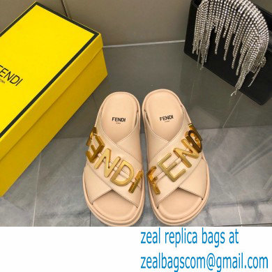 Fendi Fendigraphy Leather Slides Pink 2022 - Click Image to Close