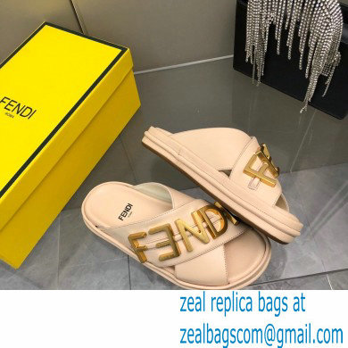 Fendi Fendigraphy Leather Slides Pink 2022 - Click Image to Close